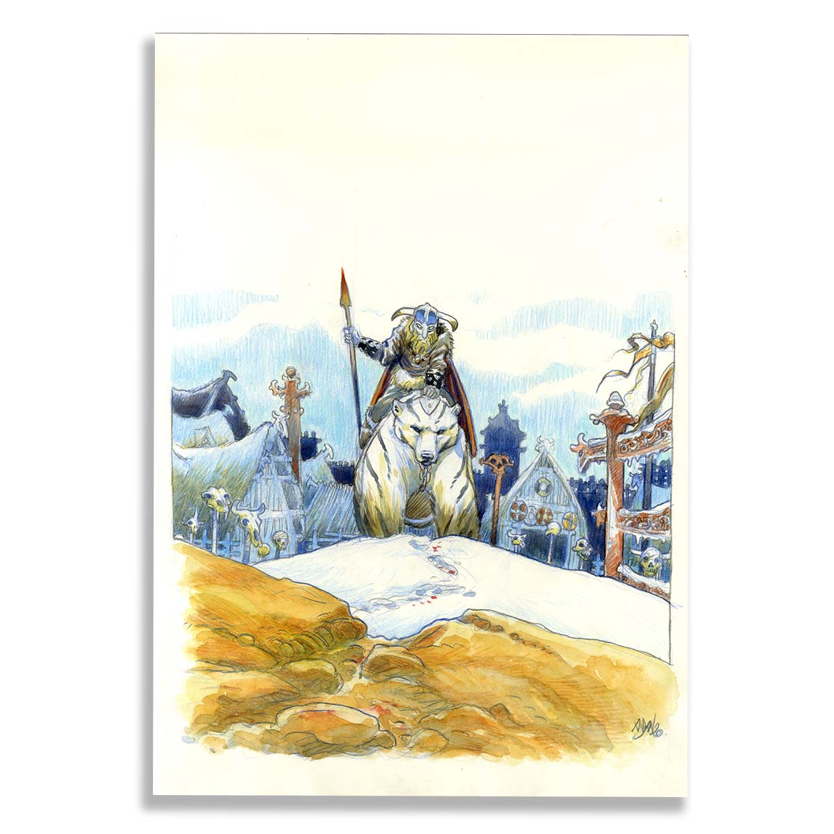 Original illustration A.Dan, riding a viking bear